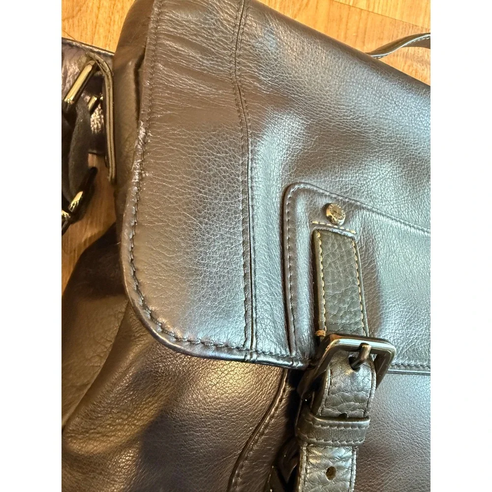 Ted Baker London Mens Blue Leather Messenger Bag Satchel Crossbody Briefcase